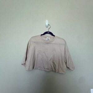 H&M Divided cropped tan shirt